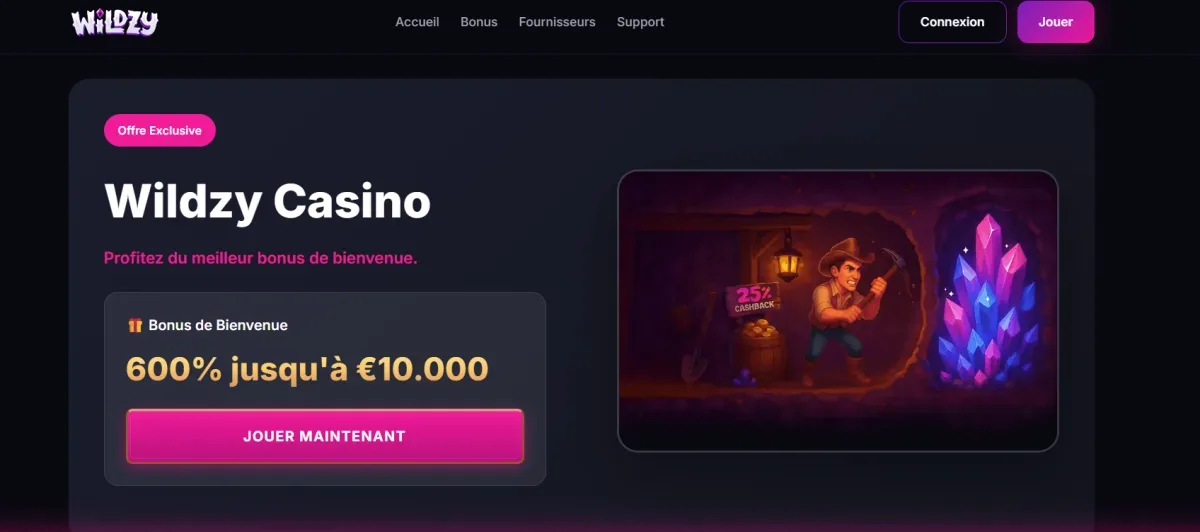 Wildzy homepage les casinos en ligne les plus fiables